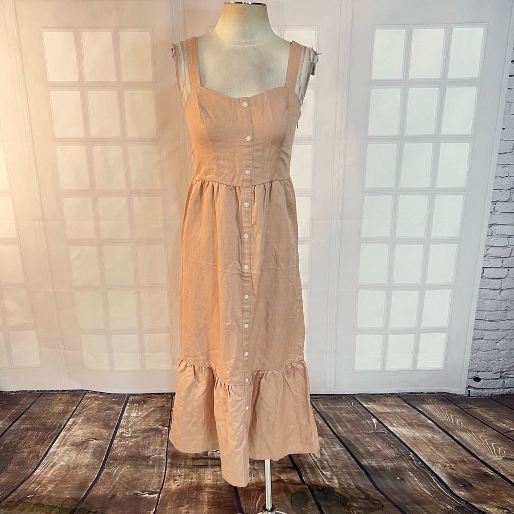 Frank & oat NWT linen blend button down midi sundress size XS